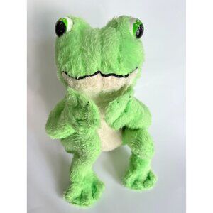 Vintage tween stuff Rushton‎ Plush Green Frog Toy (scuffed eyes, disheveled fur)